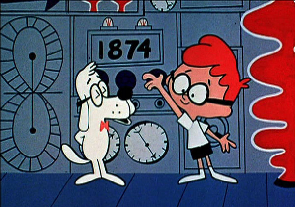 Mr. Peabody and Sherman who are about to use the original WABAC Time machine